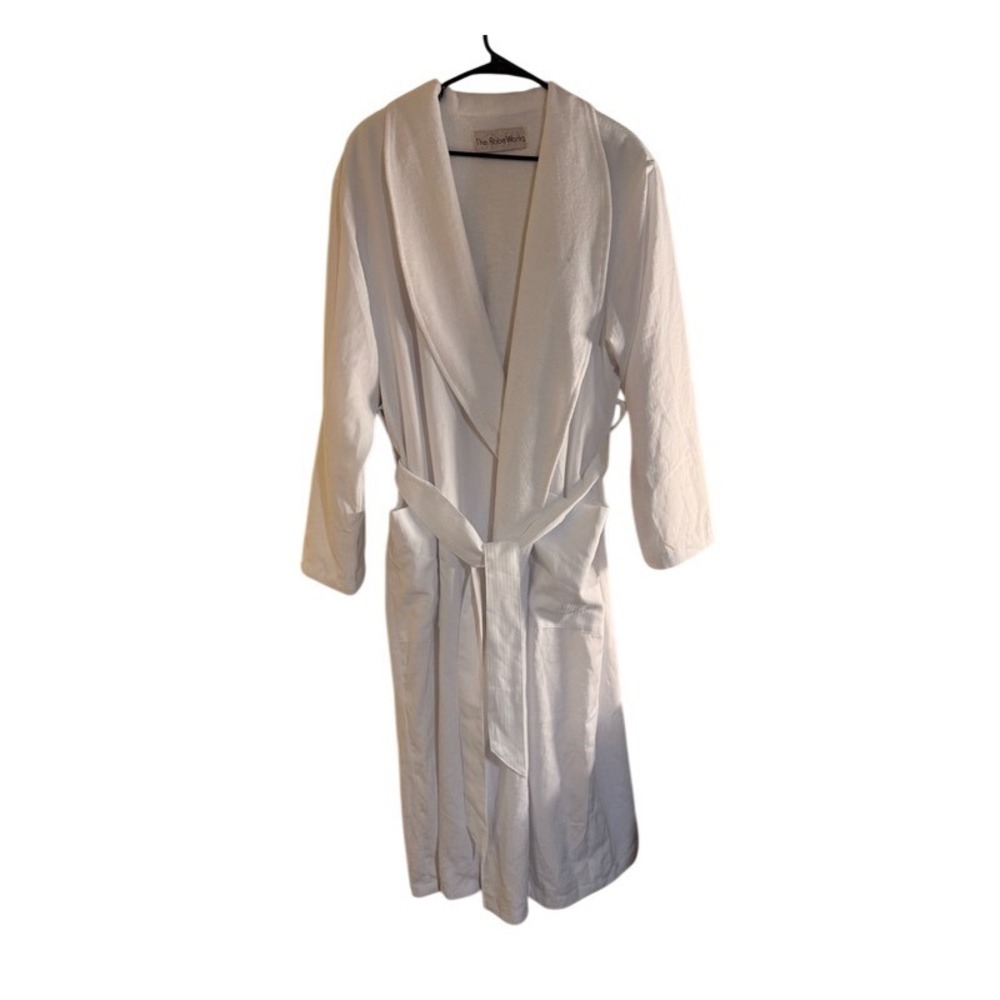 The Robe Work Men's M White Microfiber Terry Cloth Luxury Hotel Spa Bathrobe